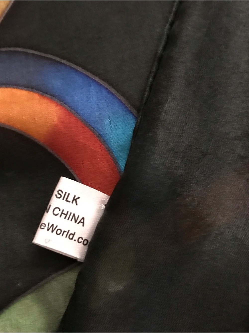 Multicolor Loop Print Black Silk Scarf - Picture 8 of 10